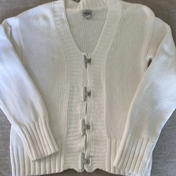 Vintage Chico’s white knit cardigan sweater Size 1 (size Medium/8) - Picture 7 of 12